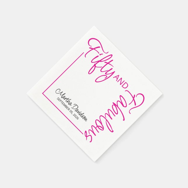 Guardanapo De Papel Fifty and Fabulous Photo 50th Birthday Party Poste (Canto)