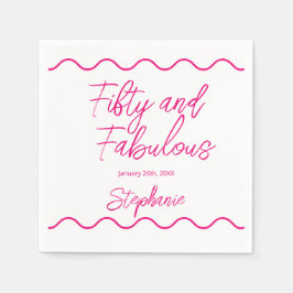 Guardanapo De Papel Fifty and Fabulous Pink Script