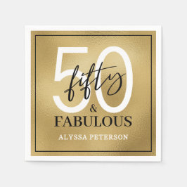 Guardanapo De Papel Fifty and Fabulous Script 50th Birthday