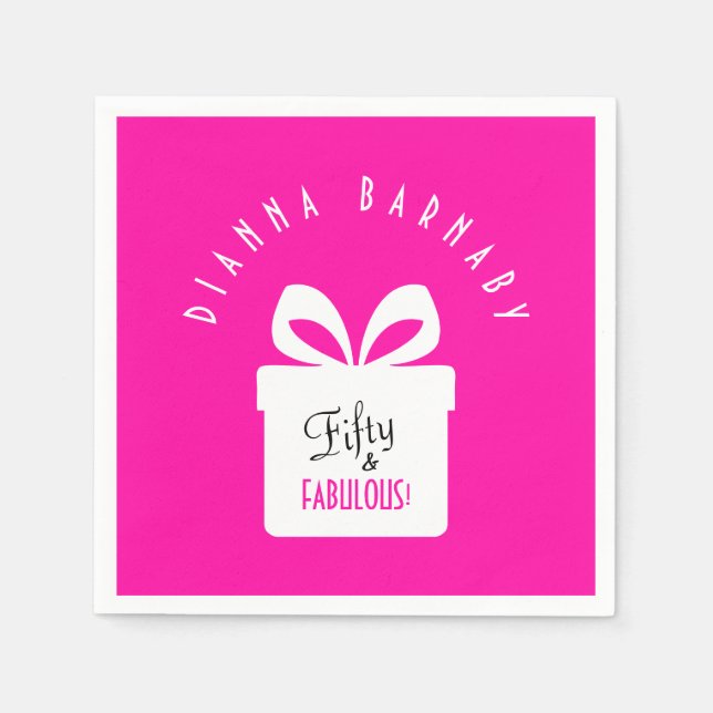 Guardanapo De Papel Fifty & FABULOUS! Girly Pink Birthday Party (Frente)