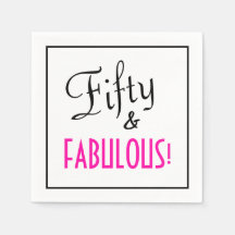 Fifty & FABULOUS! Retro Girly Pink Birthday Paper