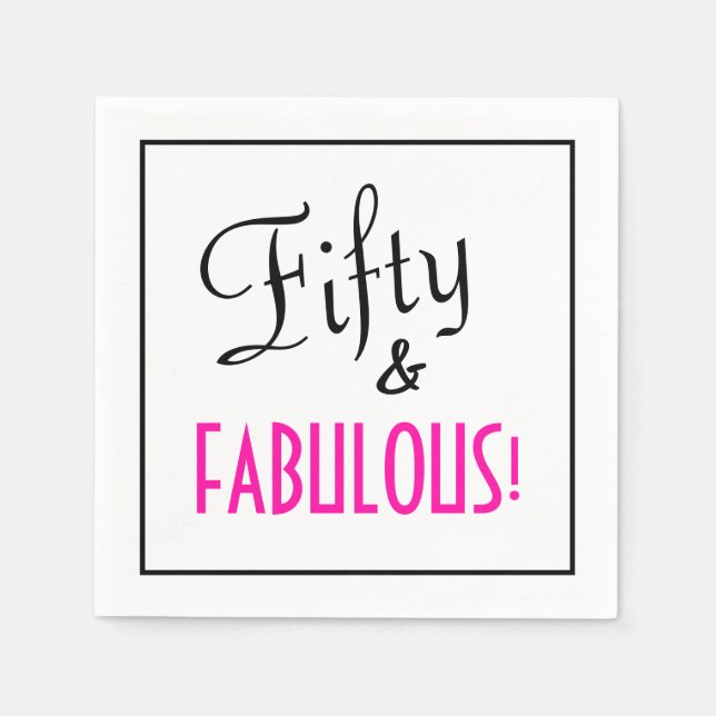 Guardanapo De Papel Fifty & FABULOUS! Retro Girly Pink Birthday Paper (Frente)