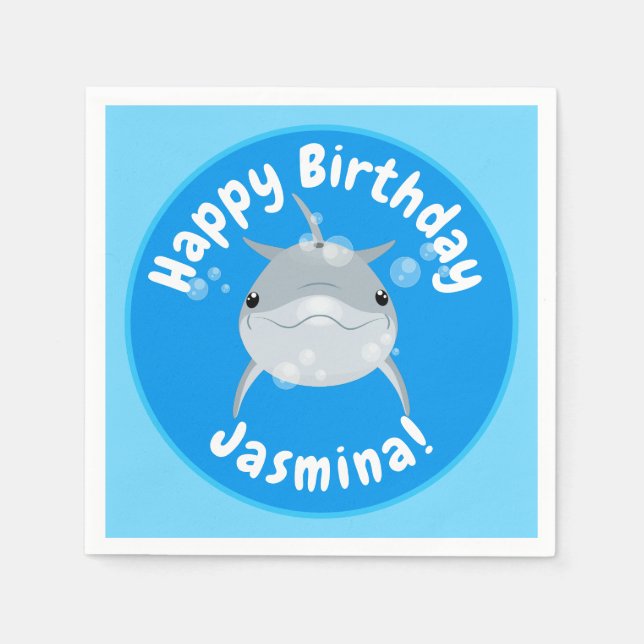 Guardanapo De Papel Figura de desenho animado de bolhas de golfinhos b (Frente)