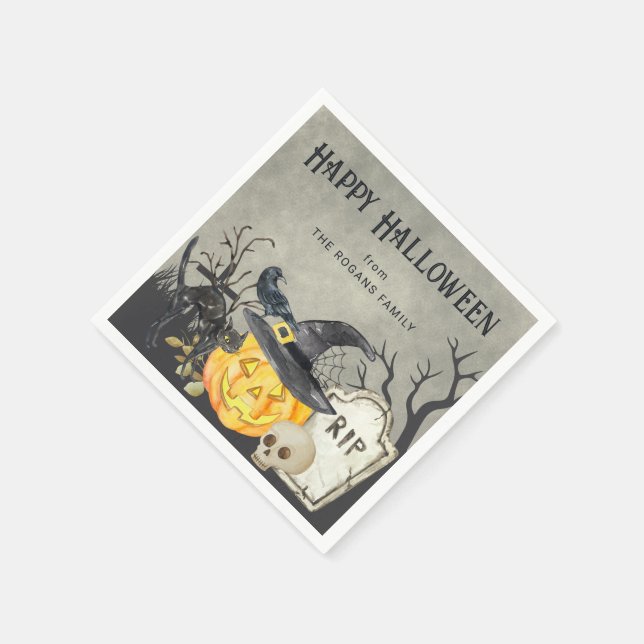 Guardanapo De Papel Figurinos e Cocktails no Dia das Bruxas (Canto)