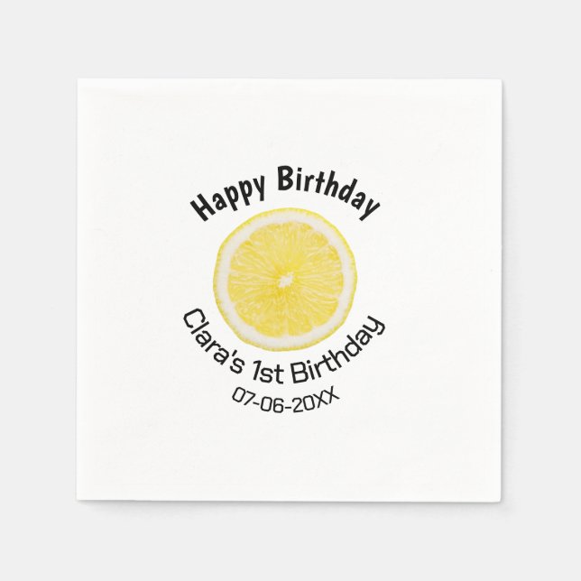 Guardanapo De Papel Filhos bebês primeiro aniversario lêmon fatia adic (Frente)