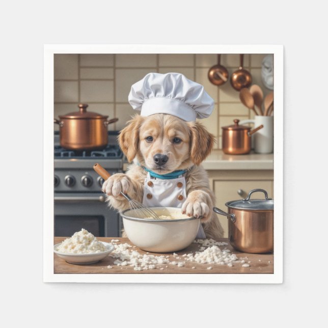 Guardanapo De Papel Filhote de Retriever Dourado Chef  (Frente)
