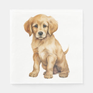 Guardanapo De Papel Filhote de Retriever Dourado Fofo Aquarela Cachorr