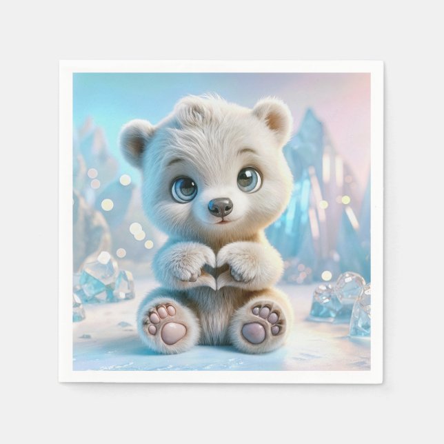 Guardanapo De Papel Filhote de Urso Polar  (Frente)