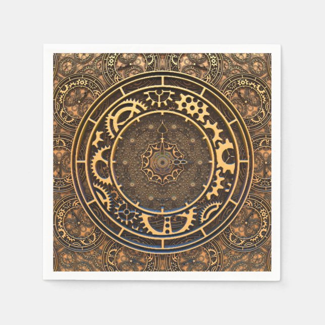 Guardanapo De Papel Filigre de Ursos de Bronze Steampunk (Frente)