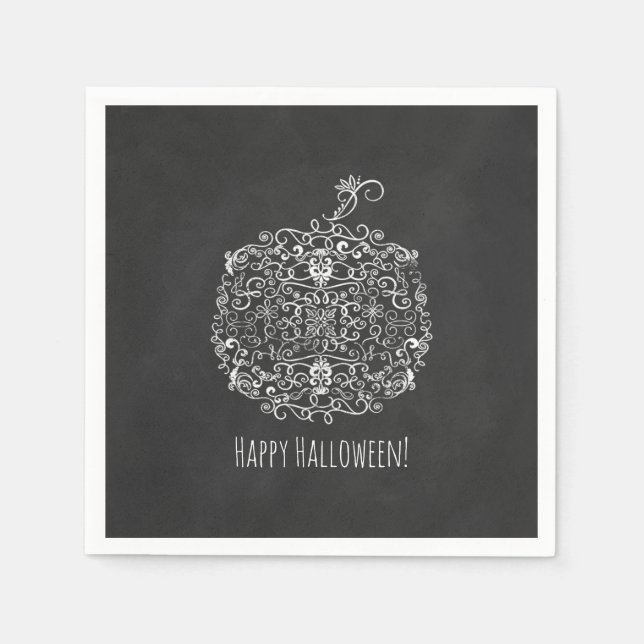 Guardanapo De Papel Filigree Chalkboard Fall Pumpkin Autumn Fall Party (Frente)