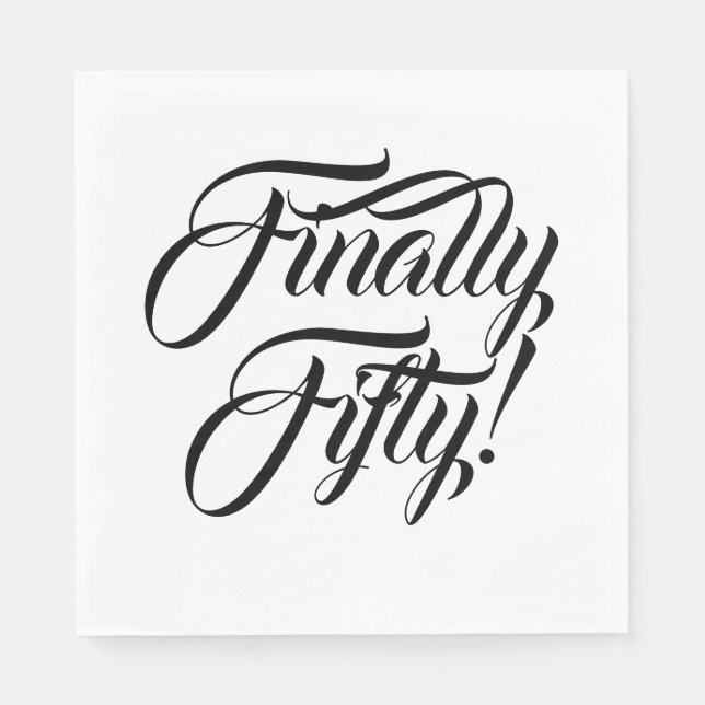 Guardanapo De Papel Finalmente, 50 anos de aniversário branco preto (Frente)