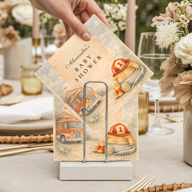 Guardanapo De Papel Fire Truck Firefighter Baby Shower (Criador carregado)