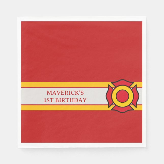 Guardanapo De Papel Firefighter Sound The Alarm 1st Birthday (Frente)