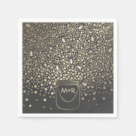 Guardanapo De Papel Fireflies Mason Jar Dourado e Chalkboard Rustic
