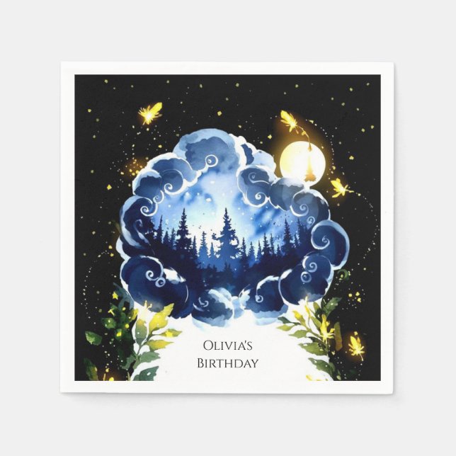 Guardanapo De Papel Firefly Fantasy Woodland Birthday (Frente)