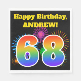Guardanapo De Papel Fireworks divertido + Rainbow Pattern "68" Anivers