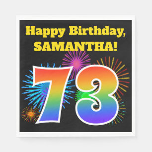Guardanapo De Papel Fireworks divertido + Rainbow Pattern "73" Anivers
