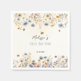 Guardanapo De Papel First Bee Day - Floral 1st Birthday