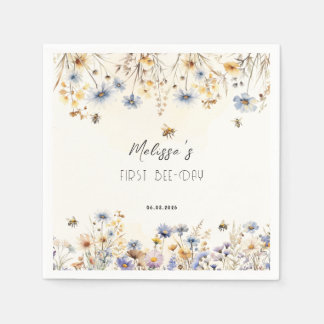 Guardanapo De Papel First Bee Day - Floral 1st Birthday