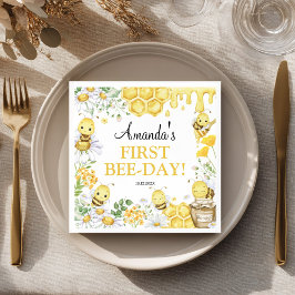 Guardanapo De Papel First Bee Day Floral Bumblebee Birthday Party