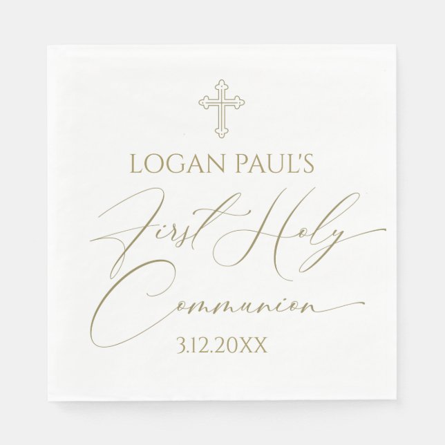 Guardanapo De Papel First Holy Communion Gold and white napkin (Frente)