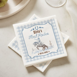 Guardanapo De Papel First Rodeo 1st Birthday Blue Western