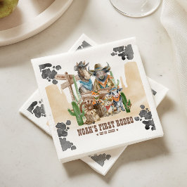 Guardanapo De Papel First Rodeo 1st Birthday Cute Animals Wild West