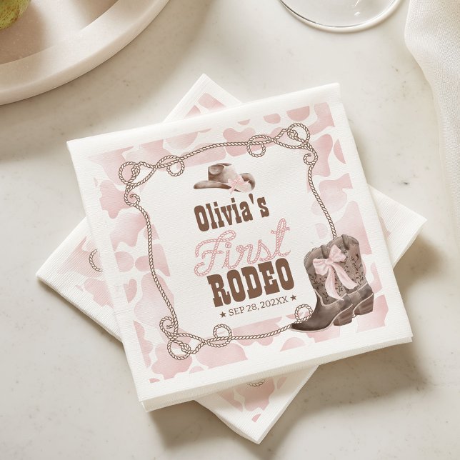 Guardanapo De Papel First Rodeo 1st Birthday Dusty Pink (Criador carregado)
