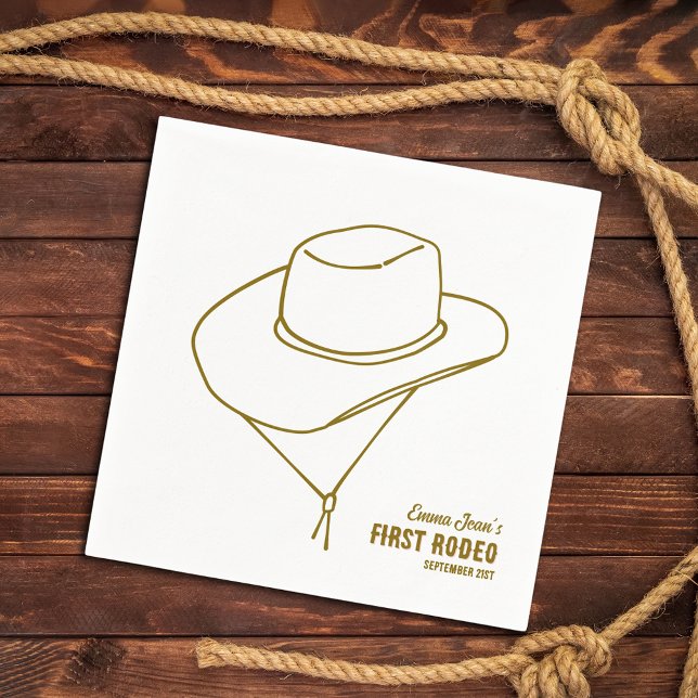 Guardanapo De Papel First Rodeo Brown Cowboy Hat Simple 1st Birthday (First Rodeo Brown Cowboy Hat Simple 1st Birthday Napkins)