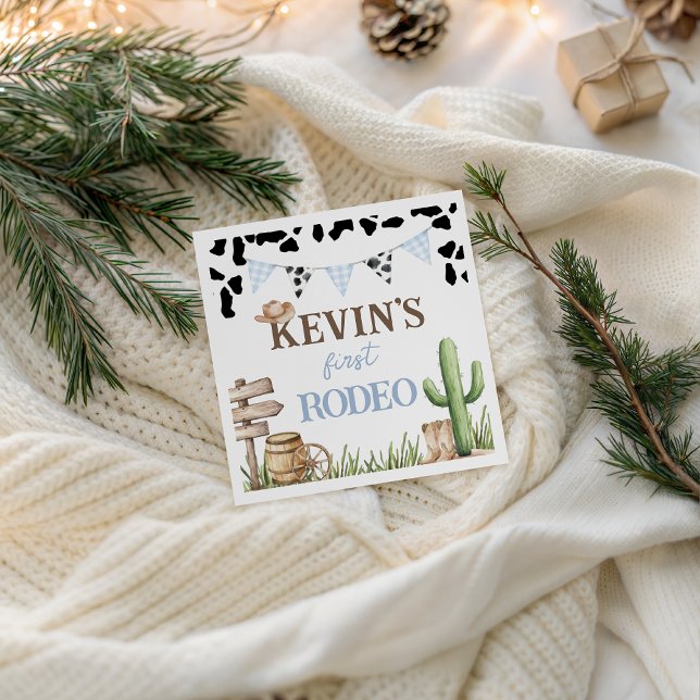 Guardanapo De Papel First Rodeo Cowboy Baby Birthday Napkin (Criador carregado)