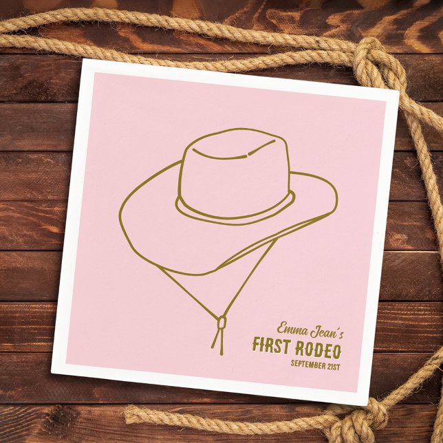 Guardanapo De Papel First Rodeo Cowboy Hat Pink 1st Birthday (First Rodeo Cowboy Hat Pink 1st Birthday Napkins
)