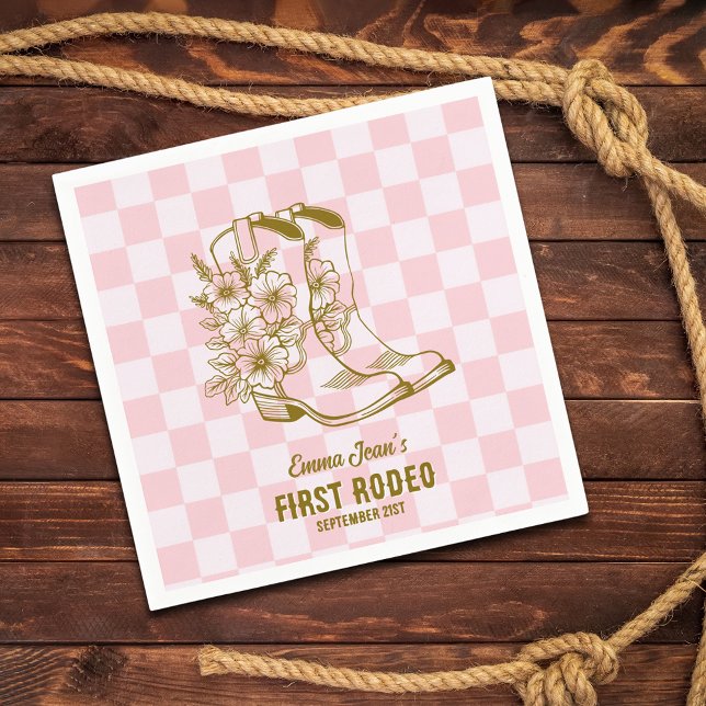 Guardanapo De Papel First Rodeo Floral Cowboy Boots 1st Birthday (First Rodeo Floral Cowboy Boots 1st Birthday Napkins)