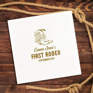 Guardanapo De Papel First Rodeo Floral Cowboy Boots 1st Birthday