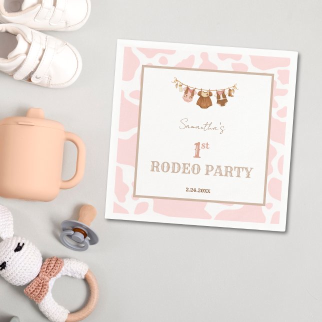 Guardanapo De Papel First Rodeo Pink Cowgirl Western Birthday (First Rodeo Cowgirl Birthday Party Napkin)