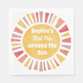 Guardanapo De Papel First Trip Around Sun Ballon For Girl