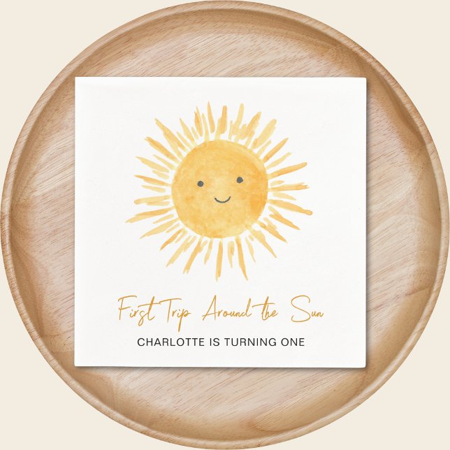 Guardanapo De Papel First Trip Around The Sun Girl 1st Birthday Party (Criador carregado)