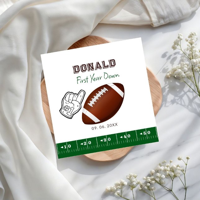 Guardanapo De Papel First Year Down Football Birthday  (Criador carregado)