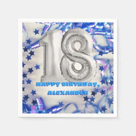 Guardanapo De Papel Fita Azul e Estrelas Confetti 18ª Festa de anivers