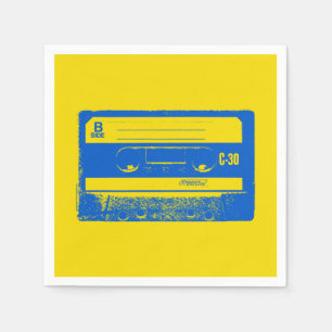 Guardanapo De Papel Fita Cassete Azul e Amarela Retroativa