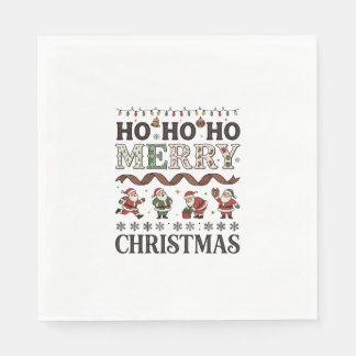 Guardanapo De Papel Fita Xadrez do Papai Noel Ho Feliz Natal