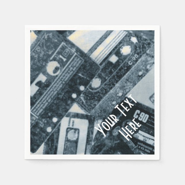 Guardanapo De Papel Fitas de Cassete Retro Personalizadas Napkins (Frente)