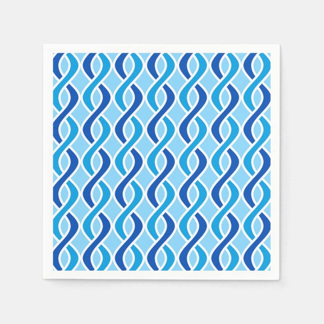 Guardanapo De Papel Fitas Modernas do Século médio, cobalto e azul-céu (Frente)