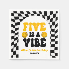Guardanapo De Papel Five Is A Vibe Retro Fifth 5th Birthday Party