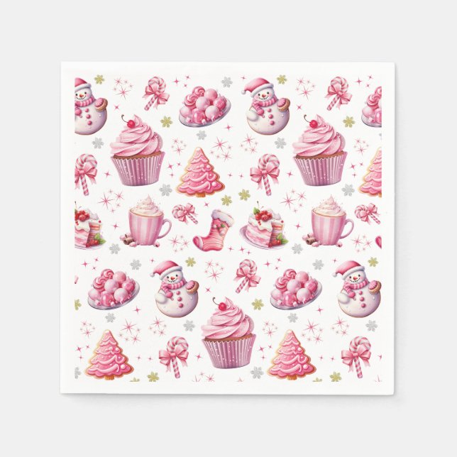 Guardanapo De Papel Fixe de Natal Rosa, Bonito, Doce (Frente)