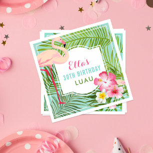 Guardanapo De Papel Flamingo aniversário de 30 anos Luau, cor-de-rosa