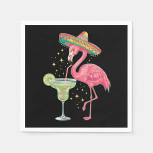 Guardanapo De Papel Flamingo Bebendo Margarita Poncho Mexicano Diverti