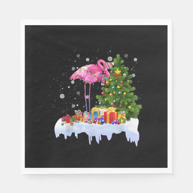 Guardanapo De Papel Flamingo Christmas Tree Lights (Frente)