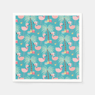 Guardanapo De Papel Flamingo do papai noel - Natal tropical do Aqua do