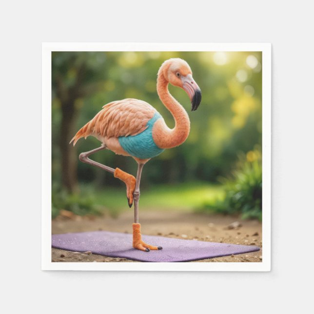 Guardanapo De Papel Flamingo em uma boca de ioga (Frente)