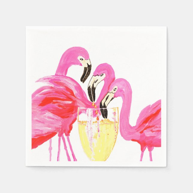 Guardanapo De Papel Flamingo está em vinho branco (Frente)